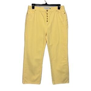 House of Sunny Yellow Button Fly Straight Leg Embroidered Jeans Pants Size US 10